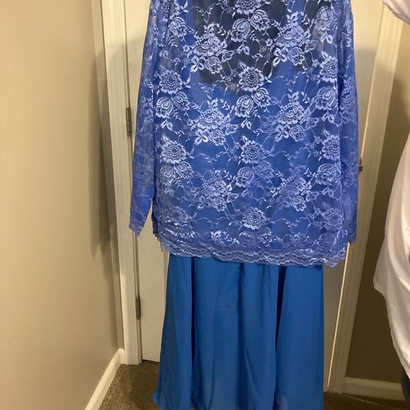 Blue chiffon/lace dressy ensemble sz 16 nwt - Picture 2 of 7